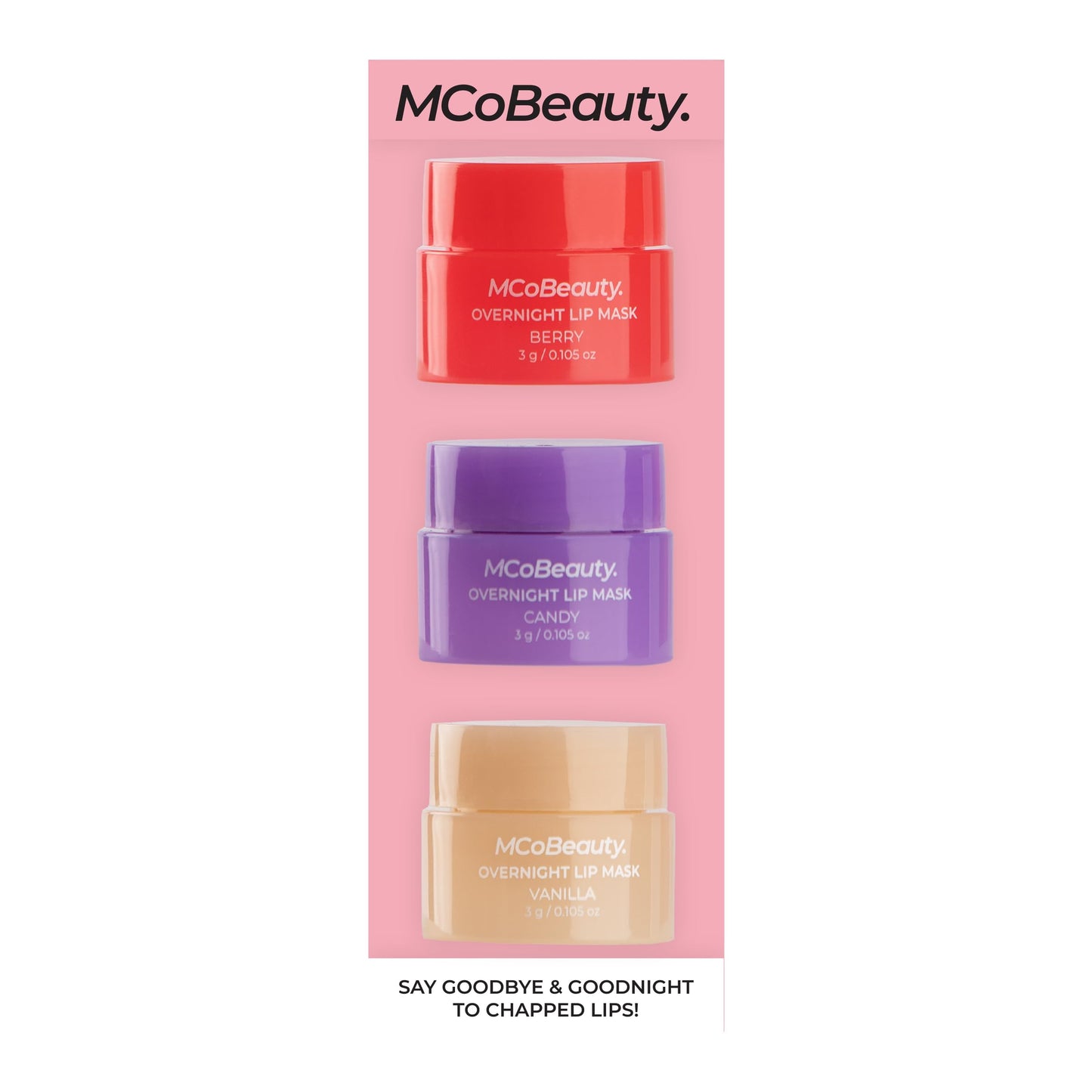 MCoBeauty Overnight Lip Mask - Deluxe Trio, Hydrating Lip Balm, Vegan, Cruelty Free Cosmetics