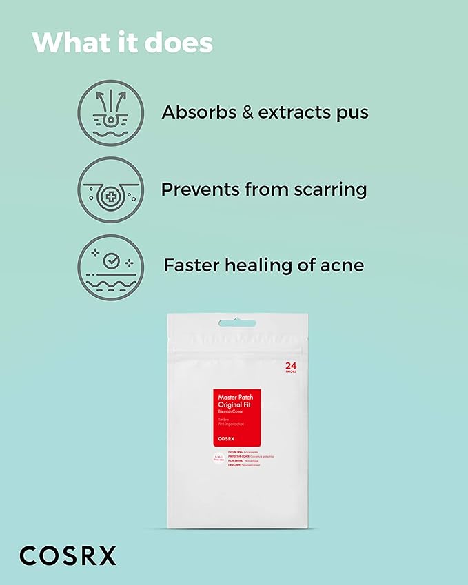 COSRX Acne Pimple Patch (96) Absorbing Hydrocolloid Original 3 Size Patches for Blemishes and Zits Cover, Spot Stickers for Face and Body, Not Tested on Animals