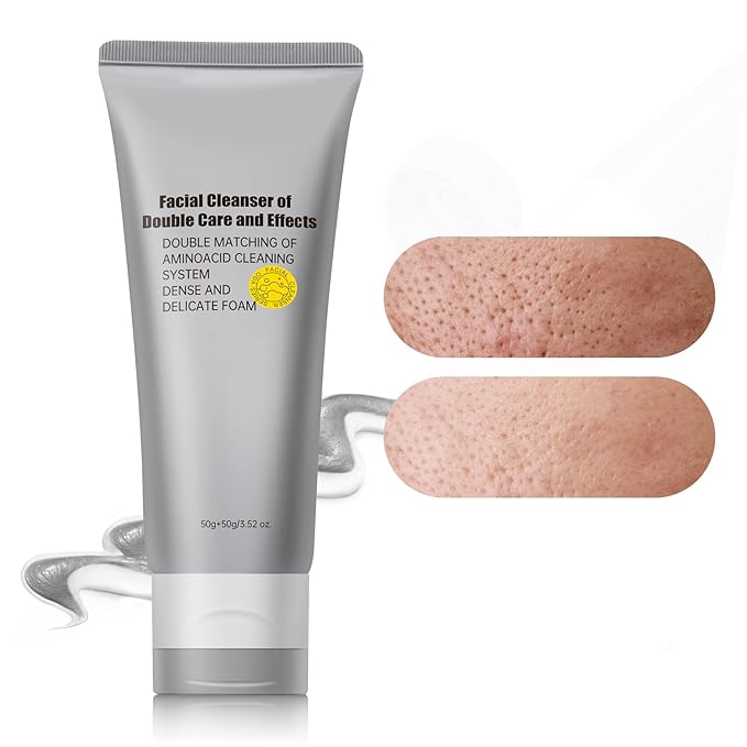 Gentle Exfoliating Face Wash for Deep Pore Cleanser and Blackhead Removal, Facial Cleanser for Oily Skin & Sensitive Skin, Double Cleansing Daily Facial Wash with Hyaluronic Acid + Glycerin, 3.52 Oz