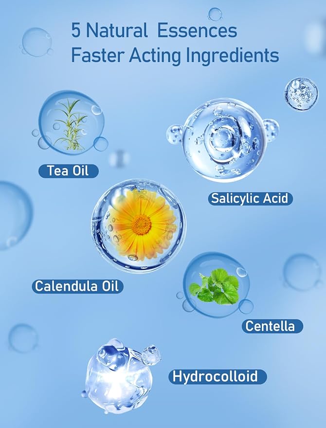 Clear Star Pimple Patches for Face, 153 Count Hydrocolloid Star Acne Patches Invisible, Cute Zit Covers for Face, Spot Stickers with Tea Tree, Salicylic Acid and Cica Oil