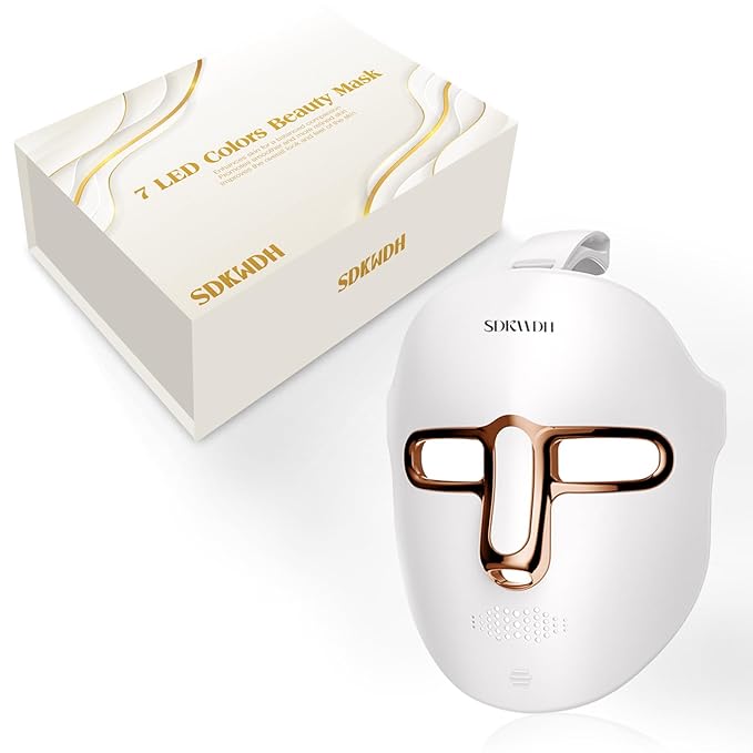 Red Light Therapy Mask for Face, Led Face Mask Light Therapy, 7 Colors LED Facial Skin Care at Home, Gold