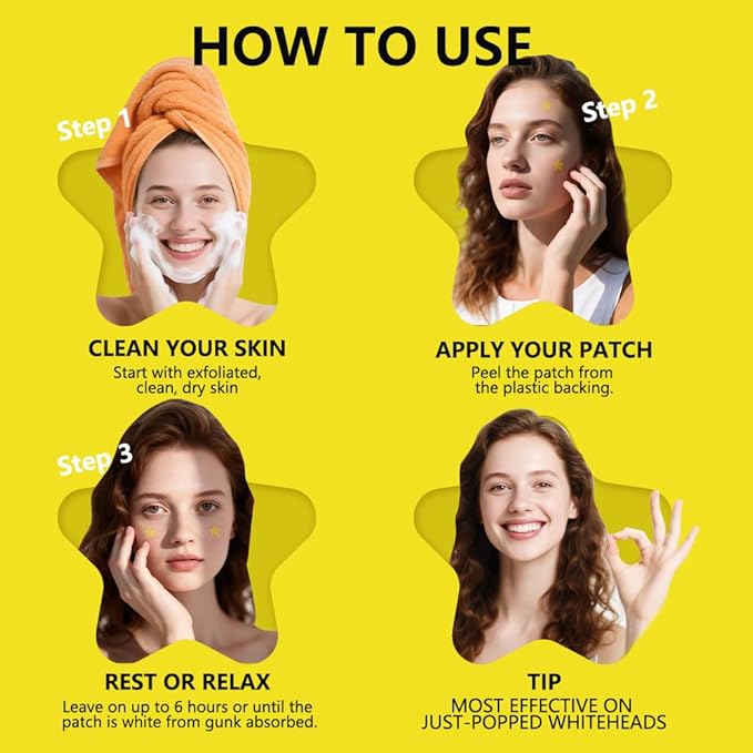 Hydrocolloid Patch Acne Patches Cute Star Spot Stickers Pimple Patches for Face Zit Patch(32 Count)