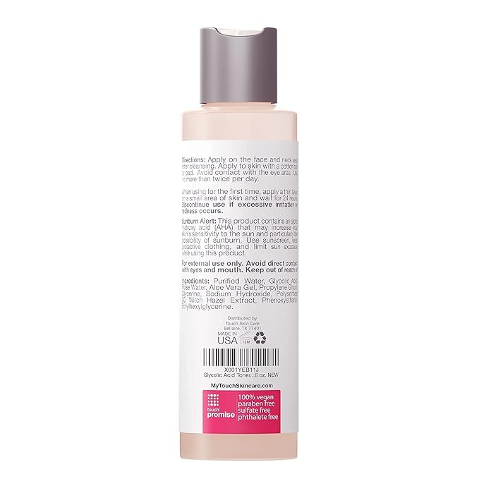 7% Glycolic Acid Toner with Rose Water, Witch Hazel, and Aloe Vera Gel – Alcohol & Oil Free Exfoliating AHA Face Toner – Improves Wrinkles, Dullness, Pores, Skin Tone & Texture, 6 oz.