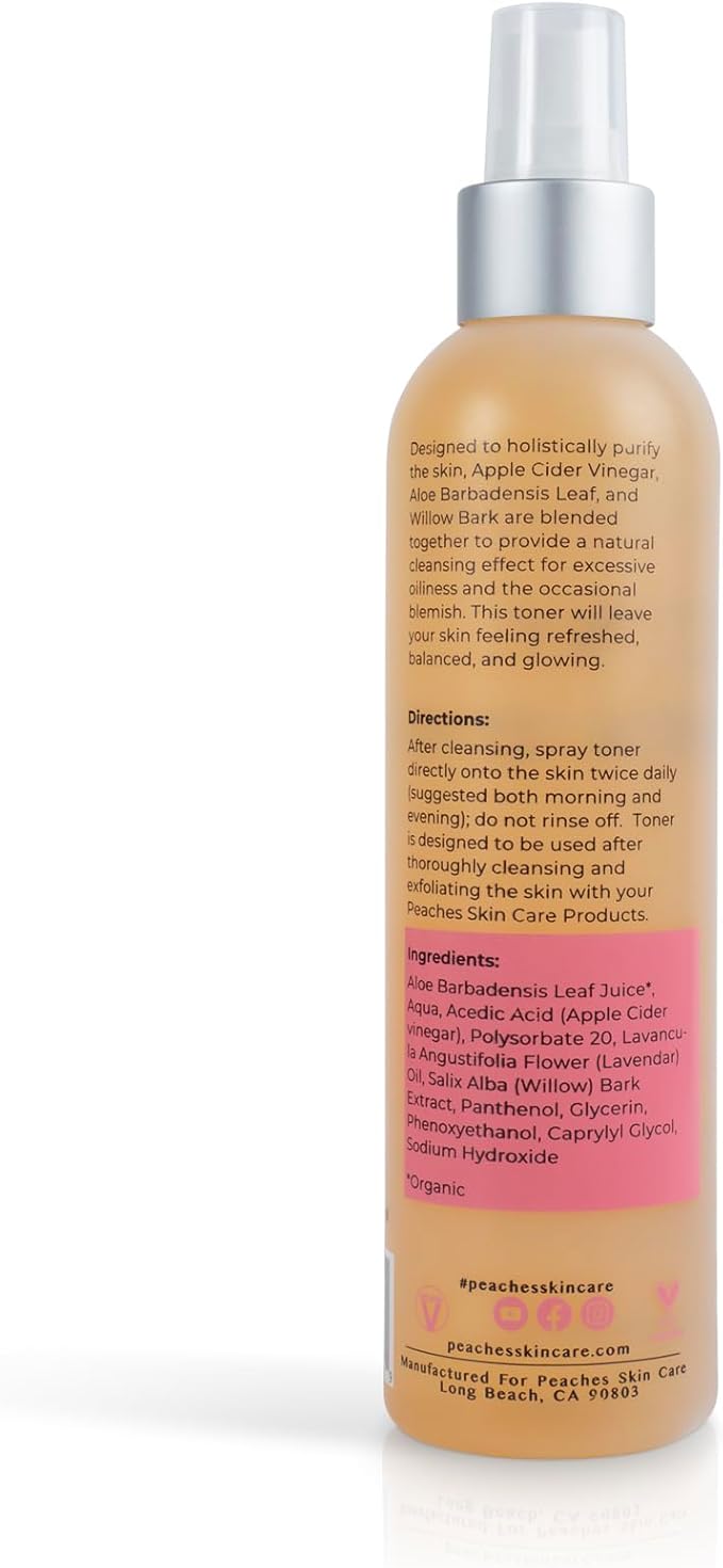 Vegan Facial Toner with Citrus Extracts – Gently Exfoliates and Targets Acne and Blemishes – Apple Cider Vinegar Face Toner (8 oz)