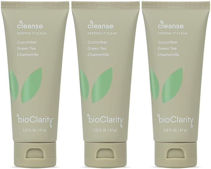 BioClarity Face Cleanser | 100% Vegan, Gentle Wash with Cucumber, Green Tea, and Chamomile, for Sensitive Oily Skin. Natural Ingredients (4 Fl Oz (Pack Of 3))