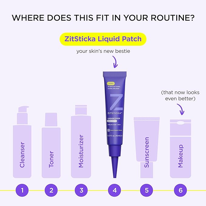 ZitSticka Liquid Pimple Patch - Invisible Pimple Patches for Face, FSA HSA Eligible Pimple Cream, Salicylic Acid Spot Cover For Face, Liquid Pimple Patch Large & Clear Fits to Makeup (0.3oz, 10ml)