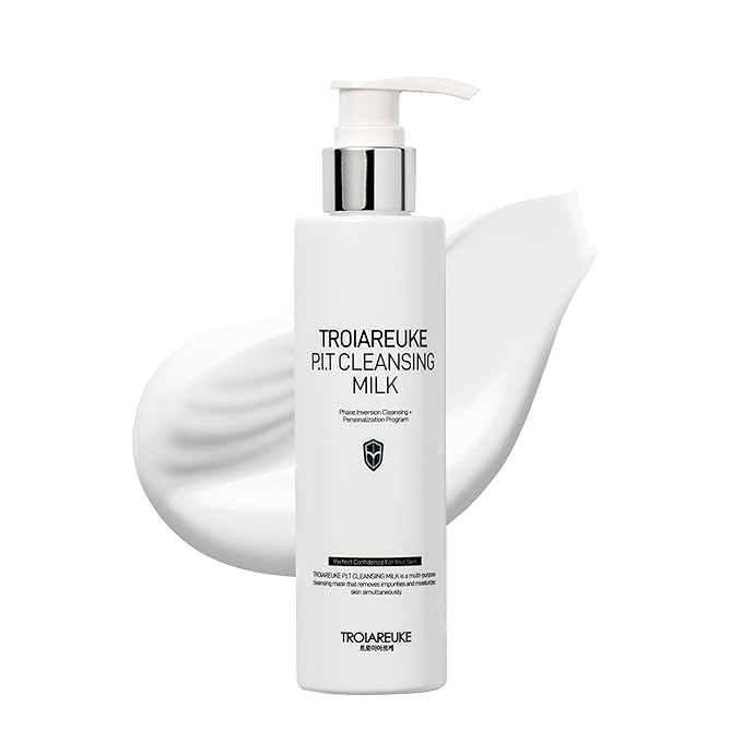 TROIAREUKE PIT Cleansing Milk I Deep Cleansing Daily Facial Cleanser for All Skin Types, Dry, Hydrating Face Mask with Antioxidants, Vitamins, Moisturize Korean Aesthetic Skin Care 6.08 fl oz