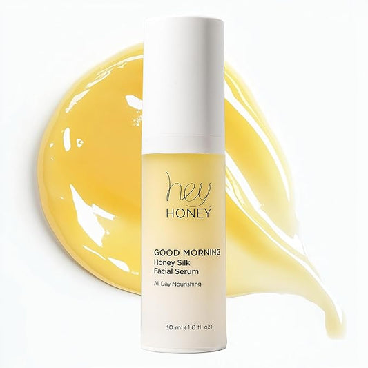 Hey Honey Good Morning Honey Silk Facial Serum | Anti-Aging Vitamin C & Hyaluronic Acid Serum for Radiant Skin Boosts Glow, Smooths Fine Lines, Strengthens Skin Barrier | 1 oz