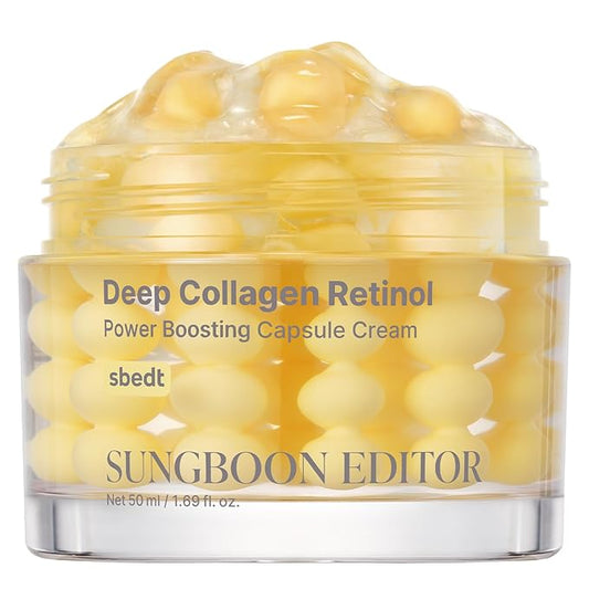 SUNGBOON EDITOR Deep Collagen Retinol Power Boosting Capsule Cream | Microneedling, White Spicules, Skin Firming, Hydration for Dry Skin, Wrinkles, Face Moisturizer, Retinol Cream for Face, 1.69 fl.oz