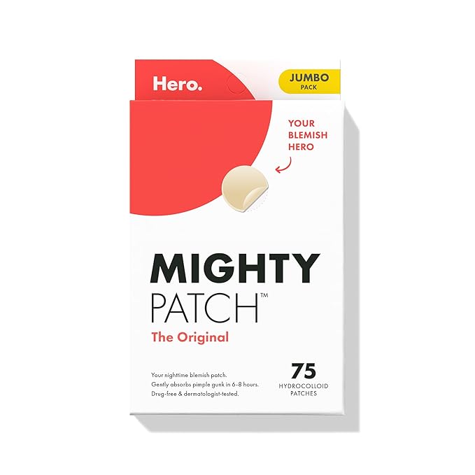 Mighty Patch™ Original patch from Hero Cosmetics – The #1 Hydrocolloid Acne Pimple Patch for Shrinking Zits and Whiteheads in 1 use; Nighttime Spot Stickers for Face and Skin (75 Count)