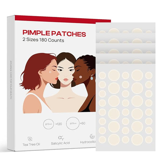 Pimple Patches(2 Sizes 180 Counts), Big Acne Patches- Hydrocolloid Patch for Covering Zits and Blemishes, Spot Stickers with Tea Tree Oil Salicylic acid