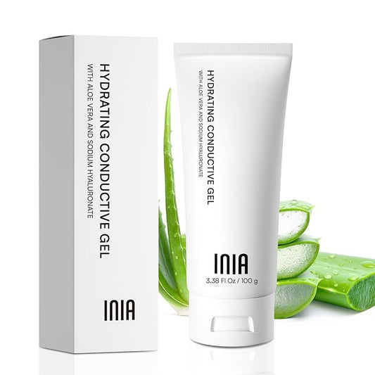 INIA Micro-current Conductive Gel for Korean Skin Care Machines & Face Massagers – Hydrating Gel Primer with Hyaluronic Acid Facial and Body for Women and Men, 3.38 Fl Oz