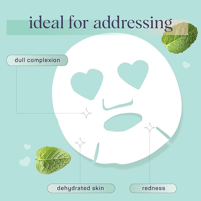 SpaLife We Were Mint to be Friends Duo Minty Facial Masks Set 2-pack - Hydrating, Soothing, and Moisturizing with Natural Mint Scent - Facial Sheet Mask Skin Care - Perfect Valentine Gift Set