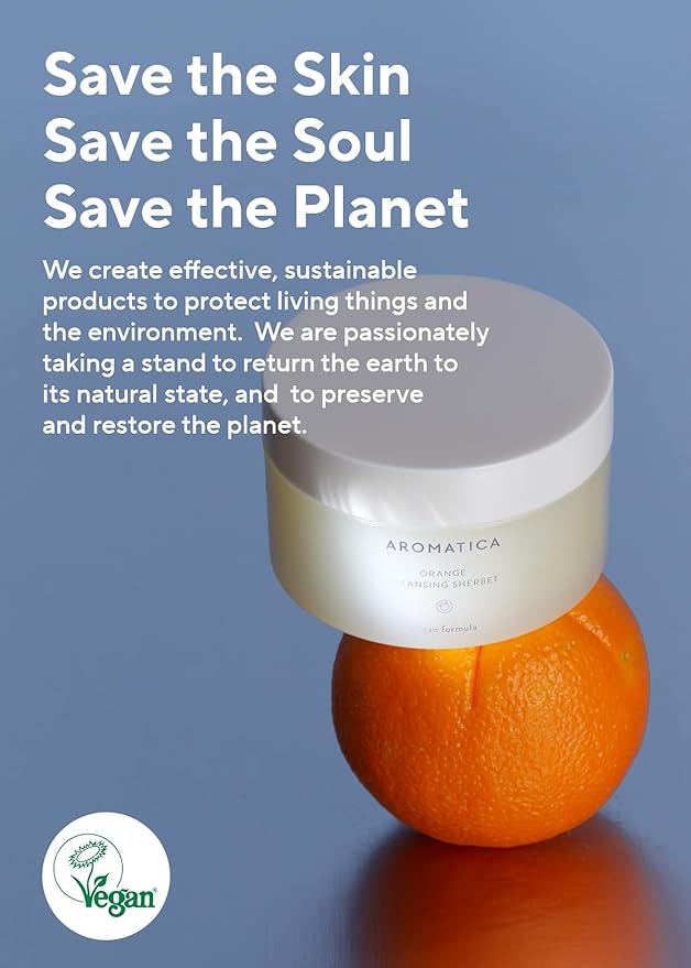 AROMATICA Orange Cleansing Sherbet 150g - Double Cleanser, Makeup Cleansing Balm - Melts Away Stubborn Impurities