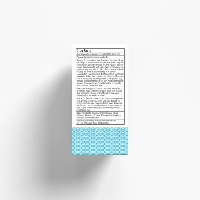 CONTROL CORRECTIVE Clear Med 10% Acne Treatment Lotion, 2.5 Oz - Helps Clear & Control Breakouts, Benzoyl Peroxide, 3% Sulfur To Improve Efficacy And Dry Up Blemishes