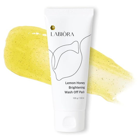Honey Lemon Face Mask Wash-Off Pack & Scrub — 5-Minute, Exfoliating, Hydrating, Gentle for Sensitive Skin, with Manuka Honey & Lemon Extract, 3.52 oz (100 g)