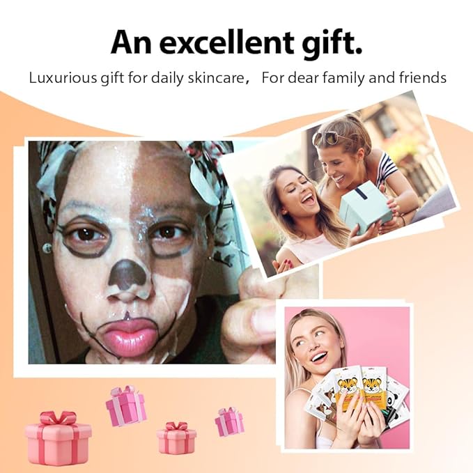 6 Pack Animal Character Kids Face Masks Spa, Korean Soothe Facial Sheet Mask for All Skin Types, Spa Masks For Girls, Girls Night Skincare Spa Party, Birthday Gifts for Women Men, (Animal 6Pcs)