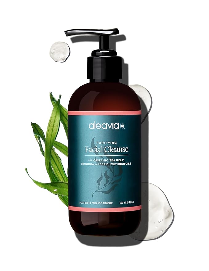 Aleavia Purifying Facial Cleanse – Fragrance-Free Organic & All-Natural Prebiotic, Vegan Face Wash – Nourish your Healthy Skin Microbiome – 8 oz. (New Formula)