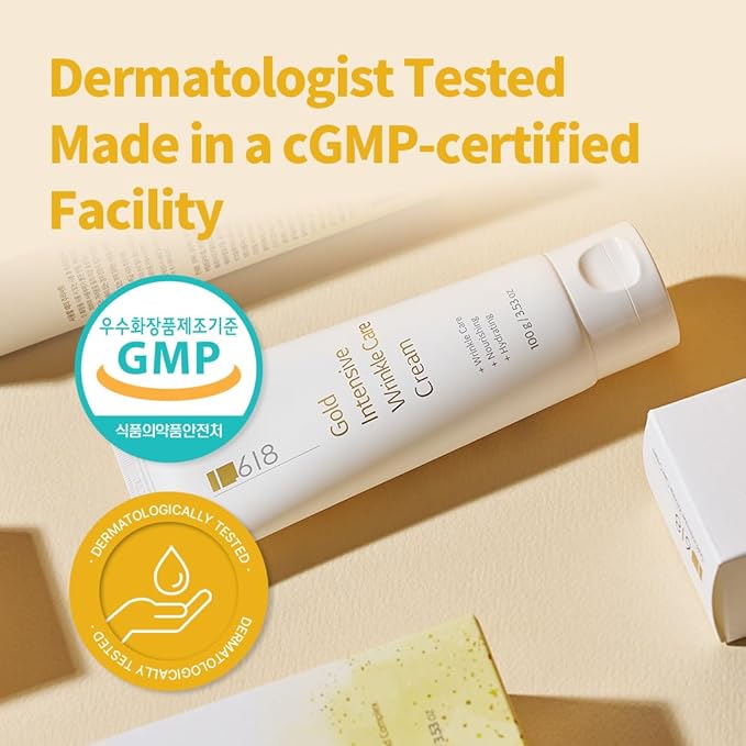 1.618 24K Gold Intensive Wrinkle Care Cream, GABA Amino Acids, Anti-Aging, korean Beauty, Day & Night Solution | 3.52oz