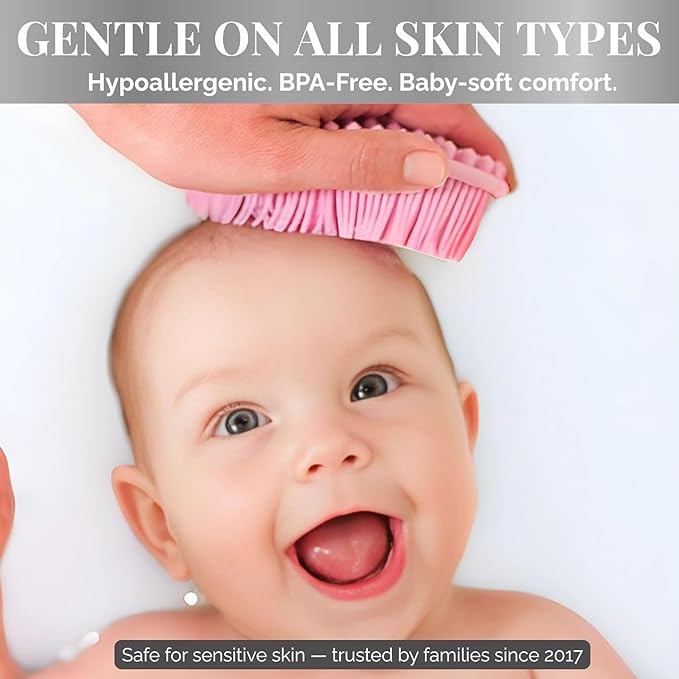 Avilana Silicone Body Scrubber – Gentle Shower Brush & Loofah Alternative- Food Grade & Lab Tested – Fast-Drying, Hygienic, BPA-Free Silicone Body Gentle Exfoliator (Blue, Massage)