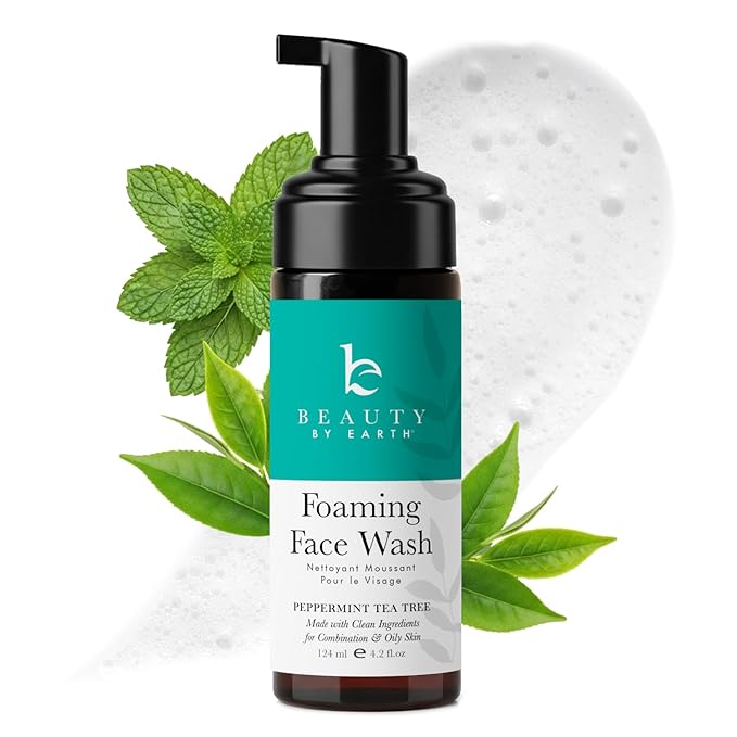 Beauty by Earth Foaming Face Wash Cleanser โ Gentle, Non-Toxic Daily Facial Wash for Sensitive & Oily Skin, Natural & Organic Ingredients, Made in USA