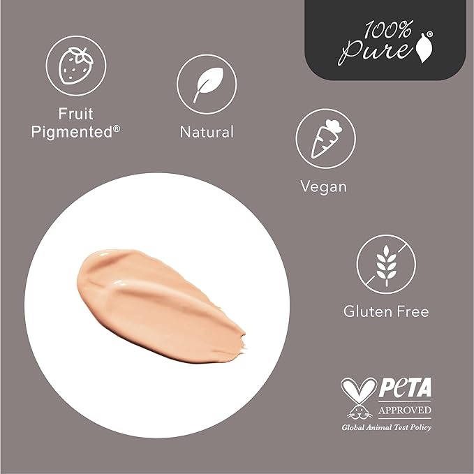 100% PURE Water Foundation Full Coverage Hydrating Makeup, Fl Oz