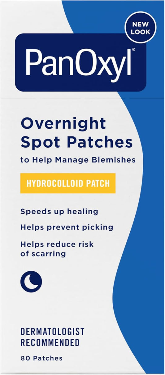 PanOxyl PM Overnight Spot Patches, Advanced Hydrocolloid Healing Technology, Fragrance Free, 80 Count
