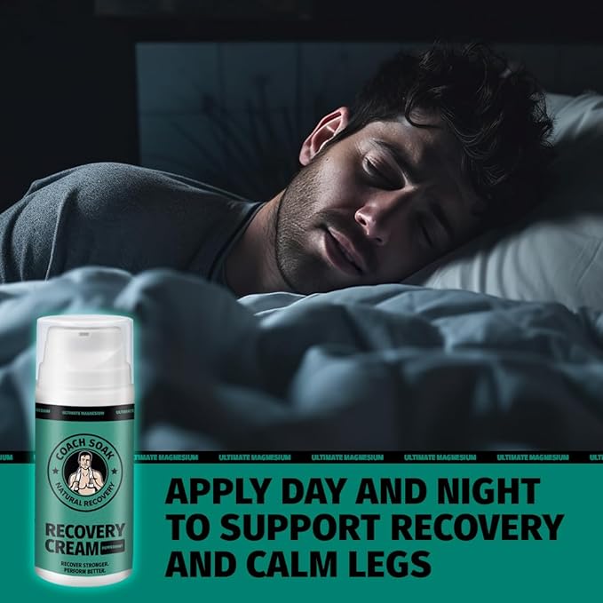 Coach Soak Magnesium Cream with MSM in Pump Bottle - Natural Recovery Cream with Magnesium Chloride & Menthol - Fast-Absorbing for Muscles & Joints, Cooling Menthol, 3.4oz