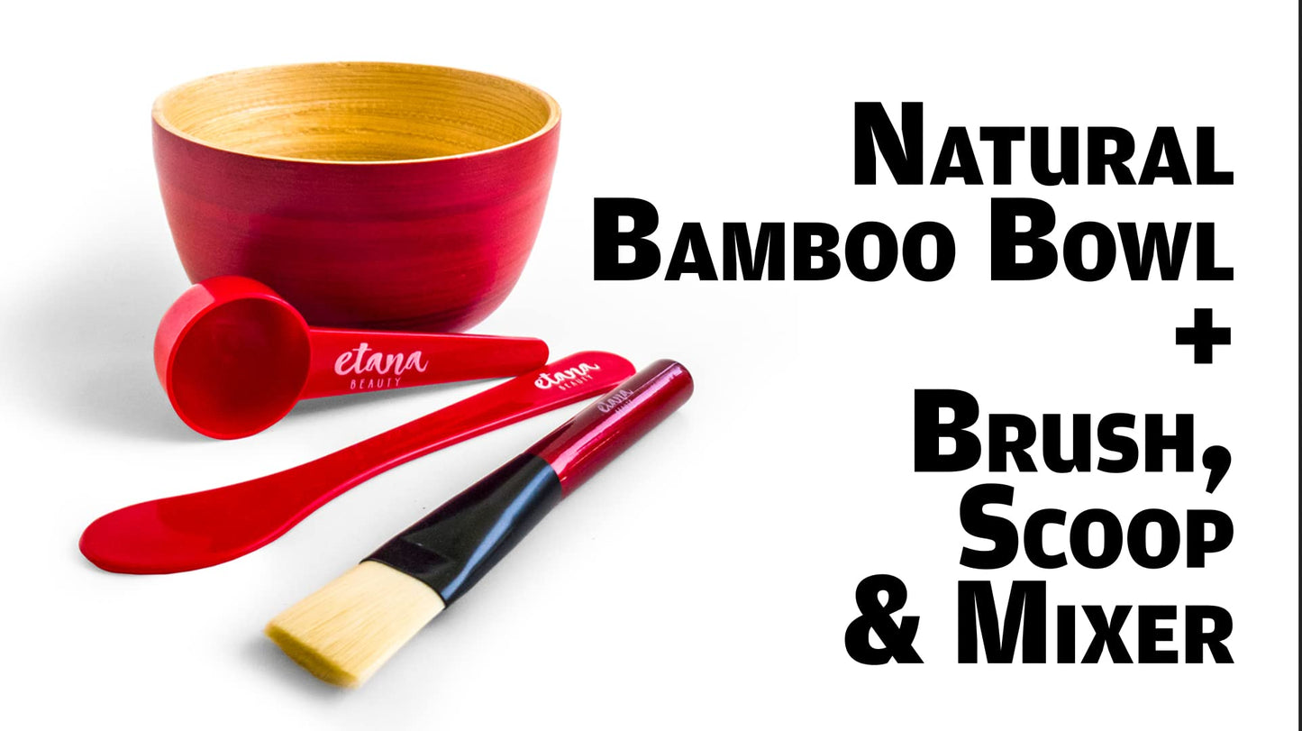 Aztec Secret Aztec Clay Premium Mask Set by Etana Beauty – All-In-One Kit Includes 1lb Indian Healing Clay, 16oz Bragg's Apple Cider Vinegar, Natural Bamboo Bowl, Stir, Scoop, Brush & Tote