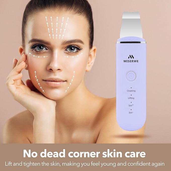 Skin Scrubber Face Skin Spatula Facial Scrubber Spatula for Deep Cleansing Blackhead Remover Pore Cleaner with 4 Modes (Purple)