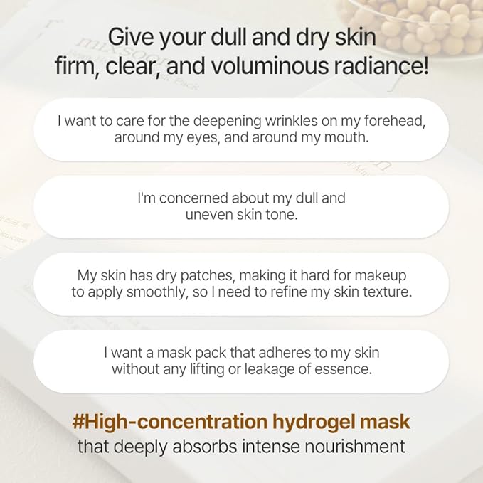 mixsoon Bean Collagen Hydrogel Mask 1PACK(35gX5ea) low molecular Deep Nutrition, Radiance, Hydration All-In-One Firming, Ingredients Absorbing Over Time Korean Glass Skin Care