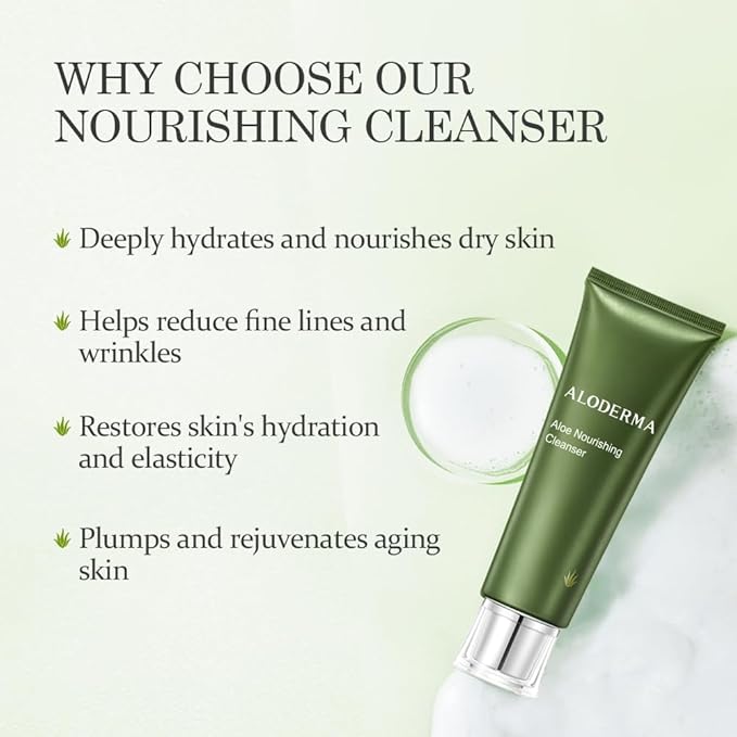 Aloderma Firming & Nourishing Facial Wash Made with Organic Aloe Vera - Moisturizing Face Wash for Dry, Aging Skin, Replenishing Aloe Vera Facial Cleanser for Women & Men - Hydrate, Rejuvenate, 4.2oz