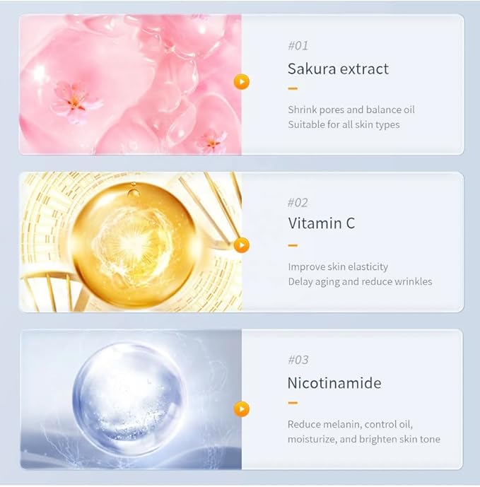 Brightening Face Sheet Mask, Set of 10 - Japanese Hydrating Beauty Skincare with Sakura Extract for Women and Men - Moisturising Anti Aging Facial Treatment - Ideal for Sensitive Skin