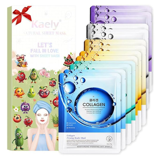 12 Pack Face Sheet Mask Skincare,Hydrating Face Mask For Sensitive Skin,Moisturize,Soothing,Nourish for All Skin Types,Natural Spa Party Facial Mask Skincare Set for Women Men Girls