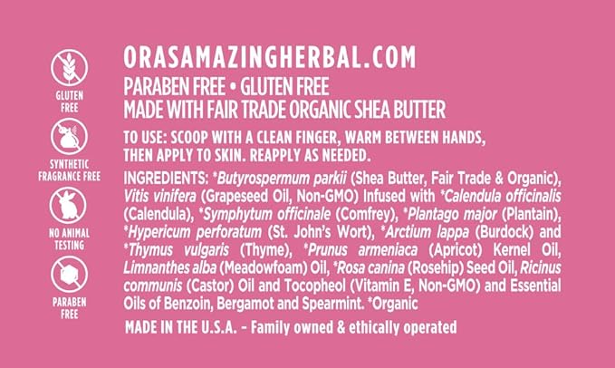 Ultra Healing Body Butter, Intensive Moisturizer For Dry Skin, Spearmint & Bergamot Essential Oil, Ora’s Amazing Herbal, 1 oz, Peppermint Field Scent