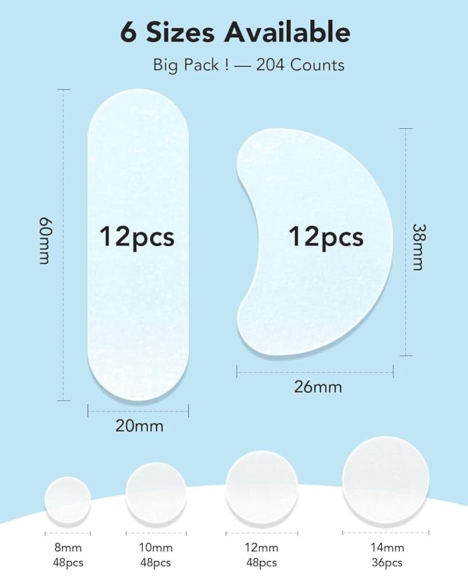 LitBear Acne Pimple Patches- Day and Night 6 Sizes 204 Dots Thin & Thick Hydrocolloid Patches with Witch Hazel, Tea Tree & Calendula Oil, Extra Adhesion for Face Zit Patch Dots