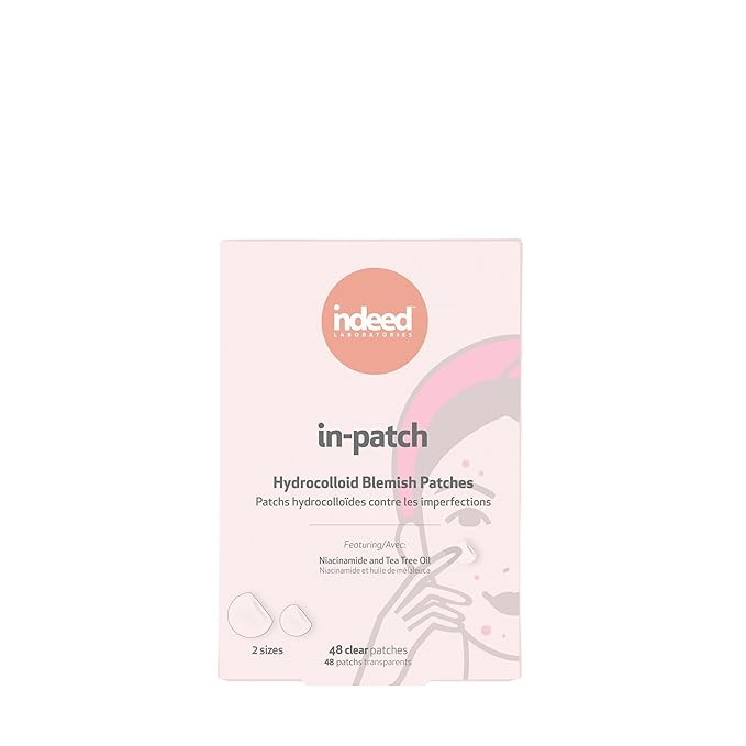 INDEED Labs In-Patch - Hydrocolloid Acne Pimple Patch for Covering Zits and Blemishes, Spot Stickers for Face and Skin, Fast acting -Niacinamide &Tea Tree Oil Helps Fight Dark Spots - 48 Patches