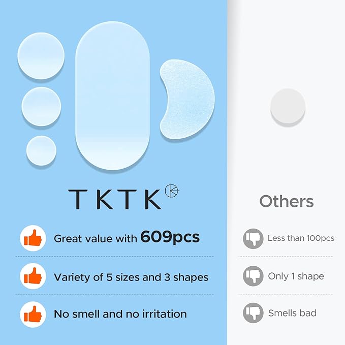 TKTK 609 Count Pimple Patches for Face, Hydrocolloid Acne Patch Bulk, Acne Stickers for Covering Cheeks, Forehead, Chin Blemishes Zit Breakouts for All Skin Types (Dots, Strip, Contoured 5 Sizes)