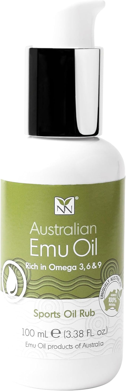 Sports Oil Muscle Rub with Pure Emu Oil, Omega 3 6 9, Tea Tree, Vitamin E, & Essential Oils - 100ml Oil Soothing for Muscle Stiffness & Skin Discomfort by Y-Not Natural