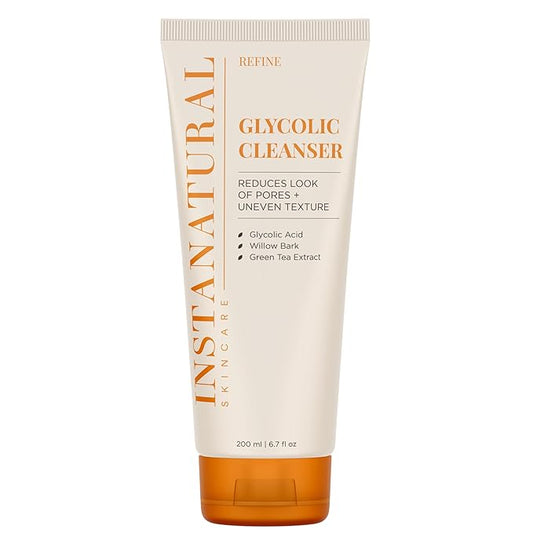 Glycolic Facial Cleanser - Wrinkle, Fine Line, Age Spot, Acne & Hyperpigmentation Exfoliating Face Wash - Clear Skin & Pores - Glycolic Acid, Organic Extract Blend & Arginine - InstaNatural - 6.7 oz
