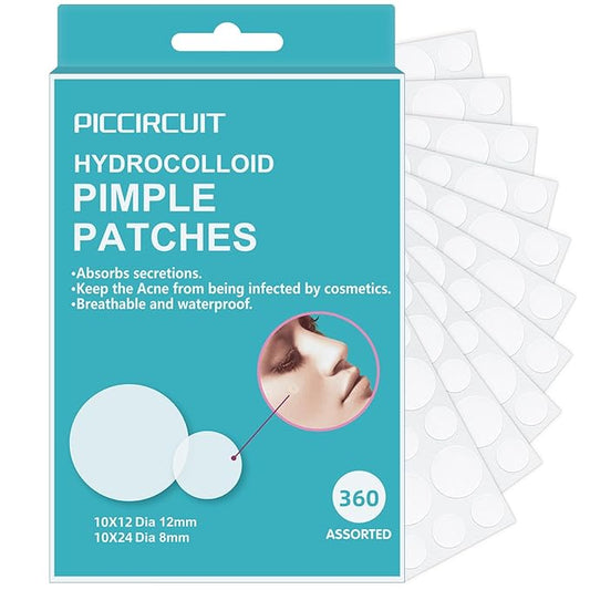 Pimple Patches for Face, Hydrocolloid Acne Patches, Invisible Zit Patches for Face, Acne Spot Treatment Patch Cystic Blemish Patches Zit Stickers for all Skin Colors (360 Counts)