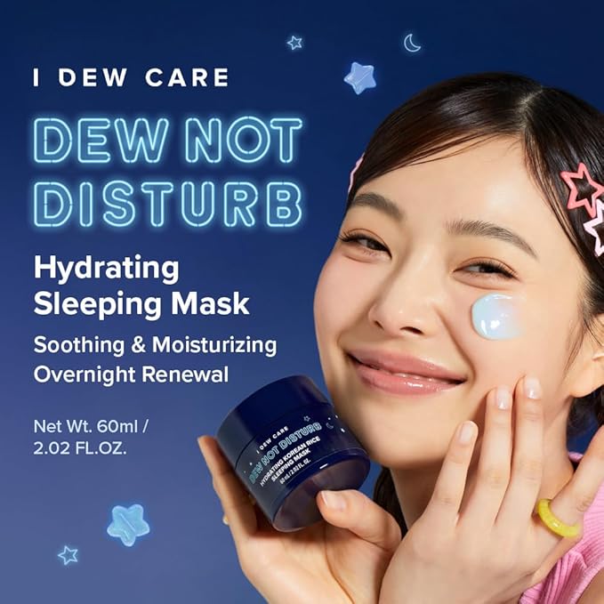 I DEW CARE Night Sleeping Mask - Dew Not Disturb | Hydrating Overnight Mask for Dewy, Radiant Skin, Korean Skincare for Intense Moisture & Fresh Glow, 2.02 FL Oz (60 ml)