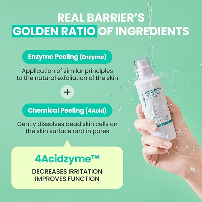 Real Barrier | Porebium Waterlock Essence | Dead Skin Cell Peeling | Face Moisturizer for Sensitive Skin | Pore Cleanser Essence | Hydrating Face Toner | Korean Facial Skincare | 3.71 fl oz (110ml)