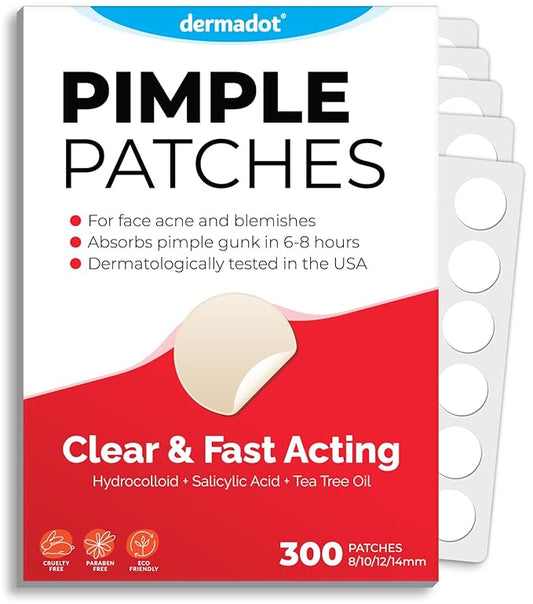 Acne Pimple Patches For Face - Clear Hydrocolloid Acne Patch Zit Stickers - Pimple Patches Salicylic Acid & Tea Tree Oil - Invisible Dots Spots For Sensitive Skin Blemish & Pimples Parches (300 Pack)