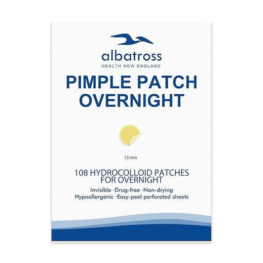 Albatross Health New England Overnight Acne Pimple Patches for Face (108 Counts), Spot Dots Cover, Hydrocolloid Treatment Stickers, Zit Blemish Patch