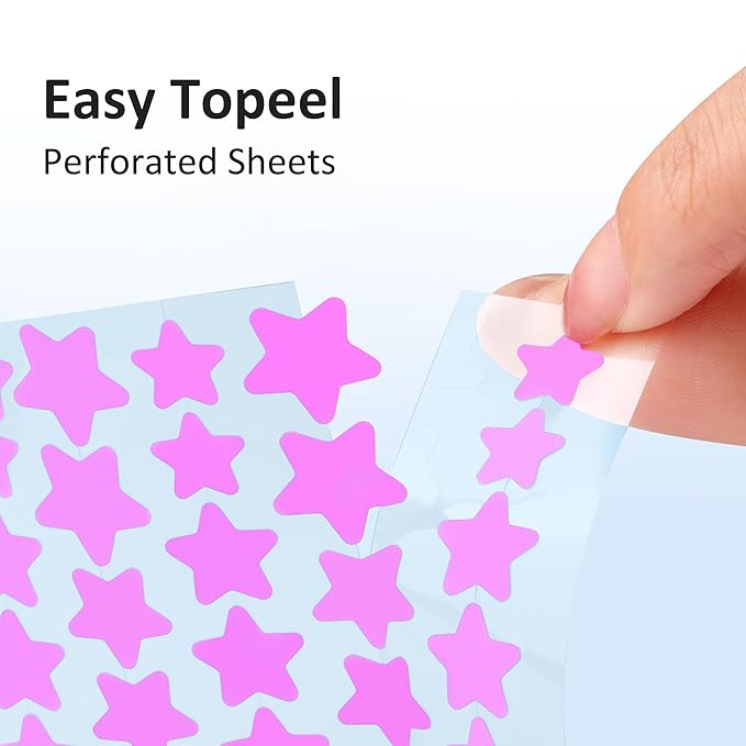 Star Pimple Patches for Face, Acne Patches, Cute Colorful Star Zit Covers with Hydrocolloid & Tea Tree Oil, Salicylic Acid Cica Extract 4 Sizes (8mm/9mm/11mm/14mm) | 357 Count