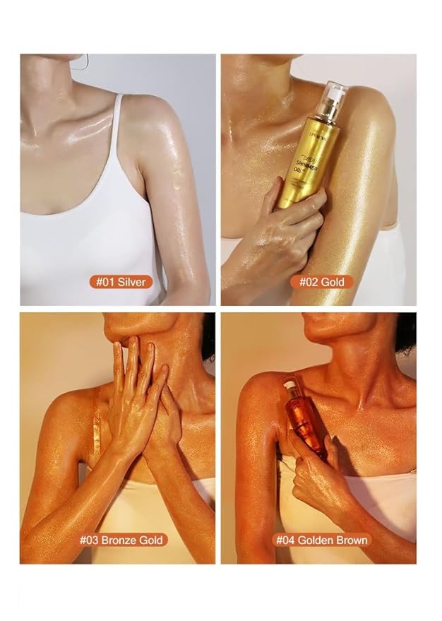 Shimmer Body Oil, Created for Melanin Rich Skin, (GOLDEN BROWN)