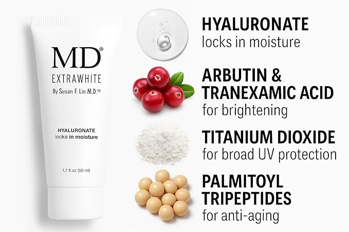 MD Extra White Skin Brightening Cream, Anti-Aging Moisturizer with UV Protection, 1.7 fl oz