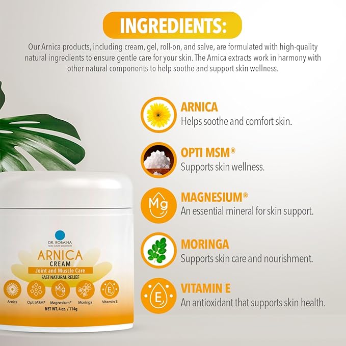 Dr. Robaina Arnica Bruise Cream 4 oz – Concentrated Arnica & Vitamin K Moisturizer for Skin That Looks More Even After Bumps & Cosmetic Touch-Ups – Fast-Absorbing, Non-Greasy, Made in USA