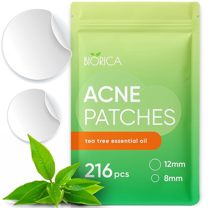 Pimple Patches for Face with Tea Tree Oil 216 pcs. Hydrocolloid Acne Pimple Patches. Blemish Patches, Acne Dots, Pimple Stickers, Acne Patch and Pimple Patch